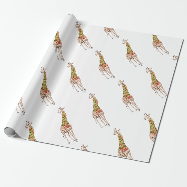 Giraffe in einem Scarf Geschenkpapier (Ungerollt)
