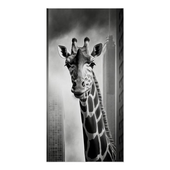 Giraffe in einem Stadtbild Poster (Vorderseite)
