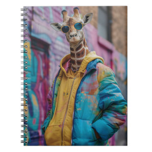 Giraffe in einer Strandbekleidung mit Sonnenbrille Notizblock