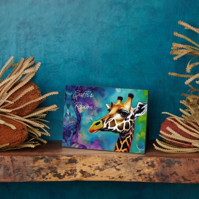 Giraffe in Farbe Fotoplatte (Seite)