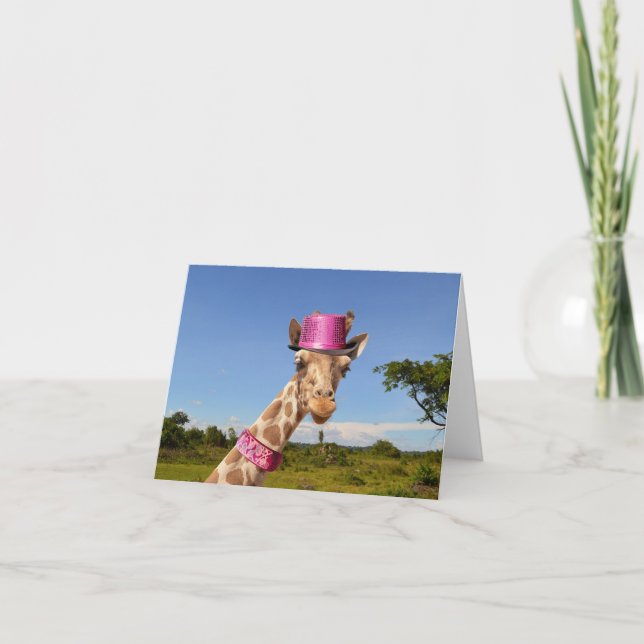 Giraffe in funkelnd-rosa Hut (Vorderseite)