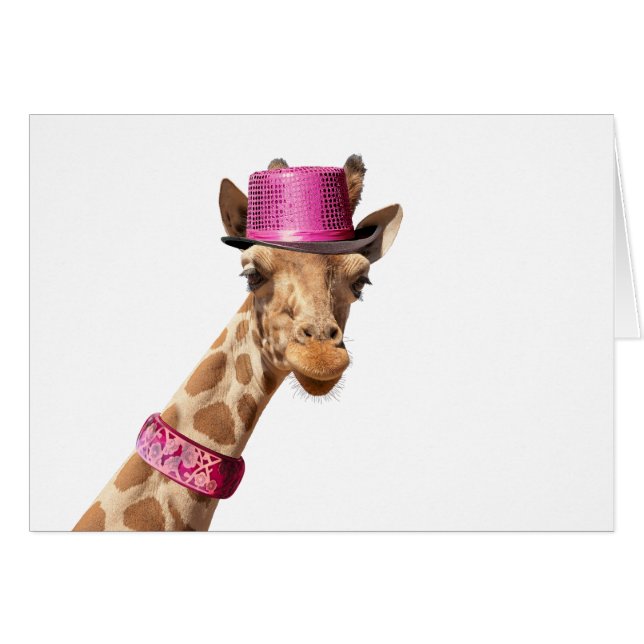 Giraffe in funkelnd-rosa Hut (Vorderseite (Horizontal))