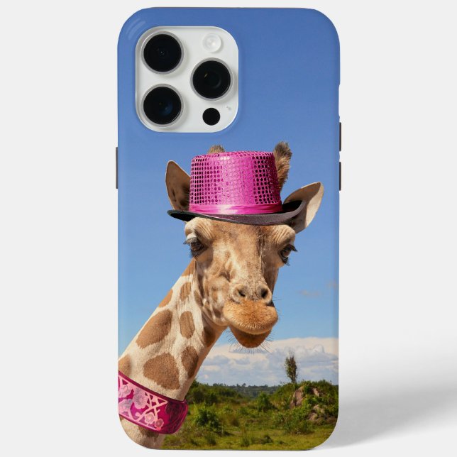 Giraffe in funkelnd-rosa Hut Case-Mate iPhone Hülle (Rückseite)