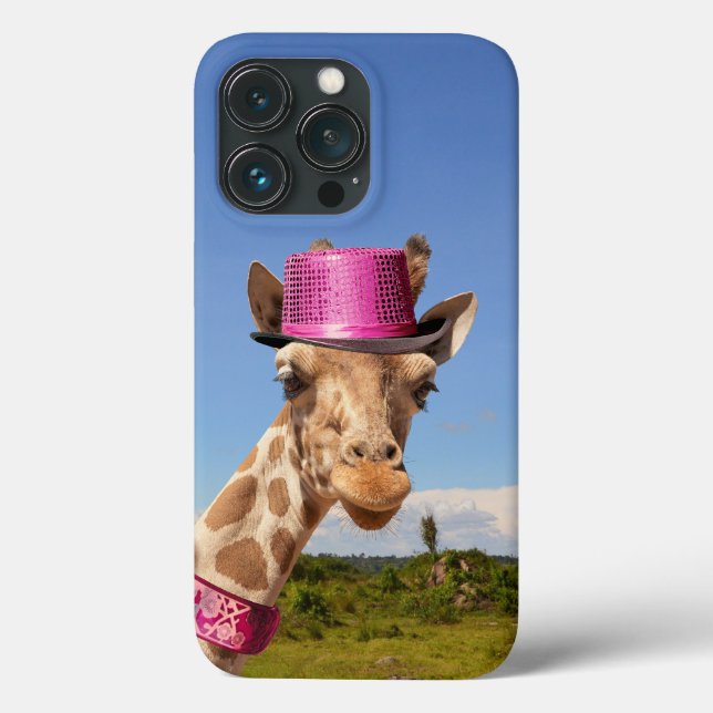 Giraffe in funkelnd-rosa Hut Case-Mate iPhone Hülle (Rückseite)