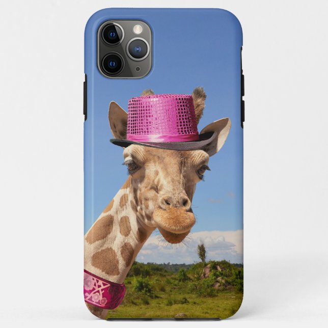 Giraffe in funkelnd-rosa Hut Case-Mate iPhone Hülle (Rückseite)