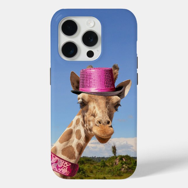 Giraffe in funkelnd-rosa Hut Case-Mate iPhone Hülle (Rückseite)