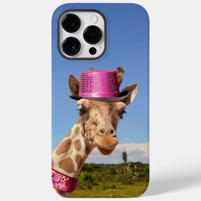 Giraffe in funkelnd-rosa Hut Case-Mate iPhone Hülle (Rückseite)