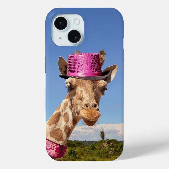 Giraffe in funkelnd-rosa Hut Case-Mate iPhone Hülle (Rückseite)