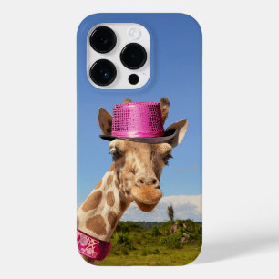 Giraffe in funkelnd-rosa Hut Case-Mate iPhone 14 Pro Hülle