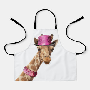 Giraffe in funkelnd-rosa Hut Schürze