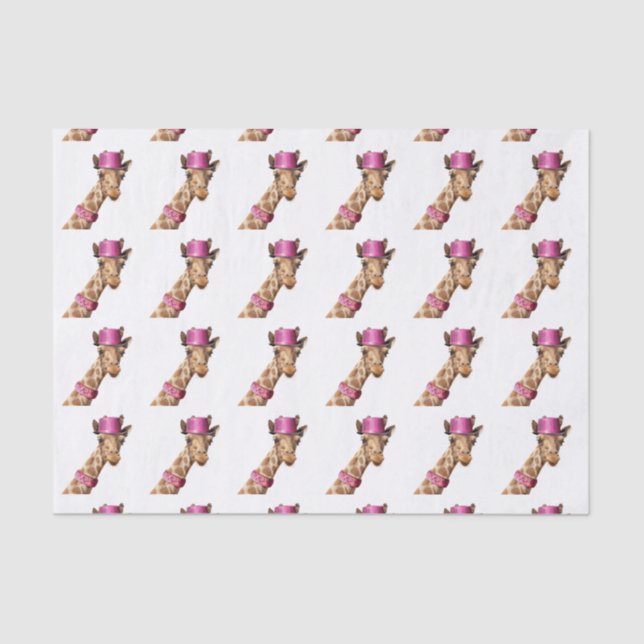 Giraffe in funkelnd-rosa Hut Seidenpapier (Vorderseite)