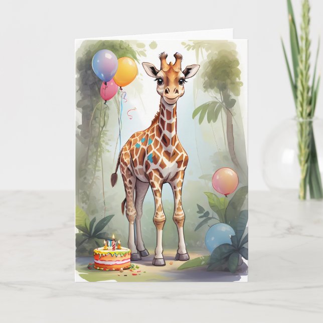 Giraffe in Jungle Celebrating | Karte (Vorderseite)