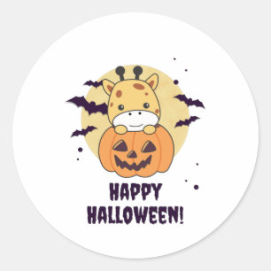 Giraffe in Pumpkin Niedliche Giraffen Happy Hallow Runder Aufkleber