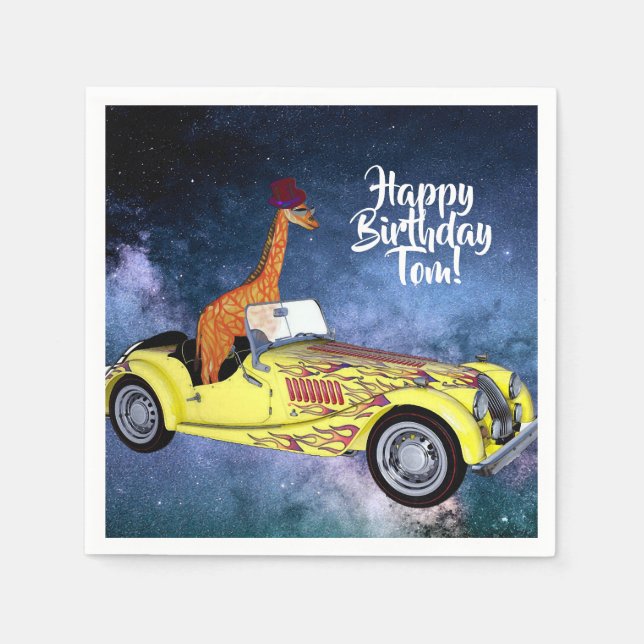 Giraffe in Space Cocktail Papier Napkins Serviette (Vorderseite)