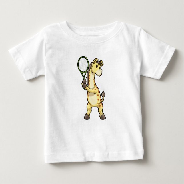 Giraffe in Tennis mit Tennisschläger Baby T-shirt (Vorderseite)