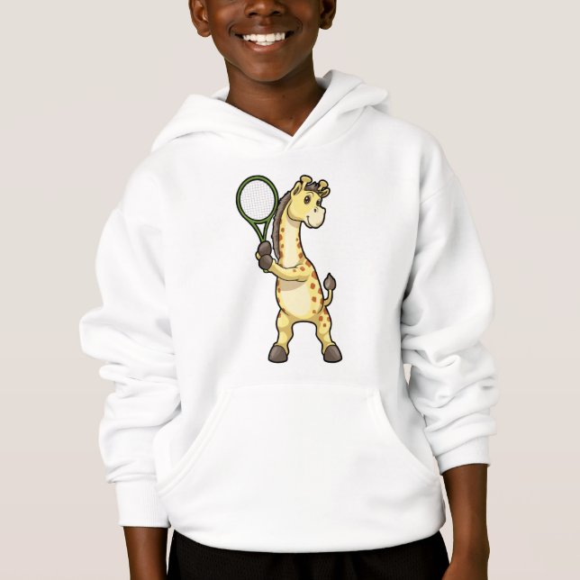 Giraffe in Tennis mit Tennisschläger Hoodie (Vorderseite)