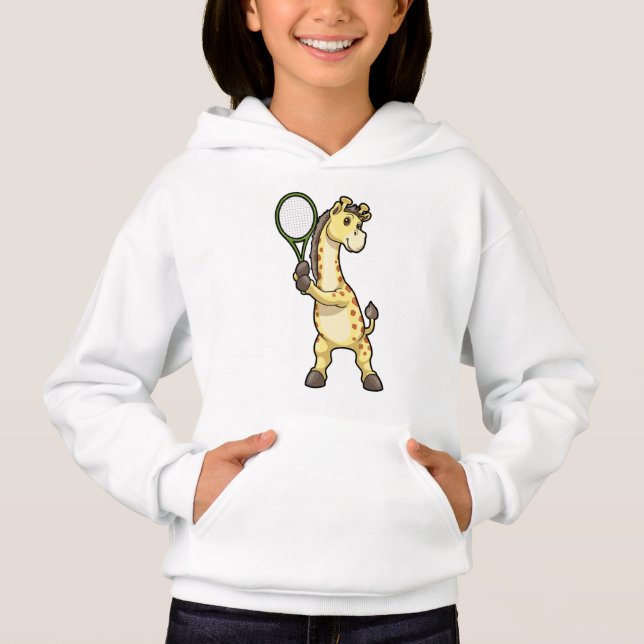 Giraffe in Tennis mit Tennisschläger Hoodie (Vorderseite)