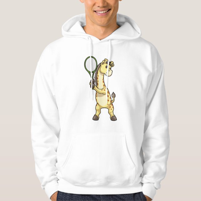 Giraffe in Tennis mit Tennisschläger Hoodie (Vorderseite)
