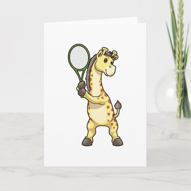 Giraffe in Tennis mit Tennisschläger Karte (Vorderseite)