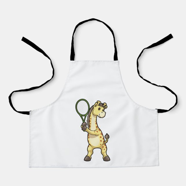 Giraffe in Tennis mit Tennisschläger Schürze (Vorderseite)