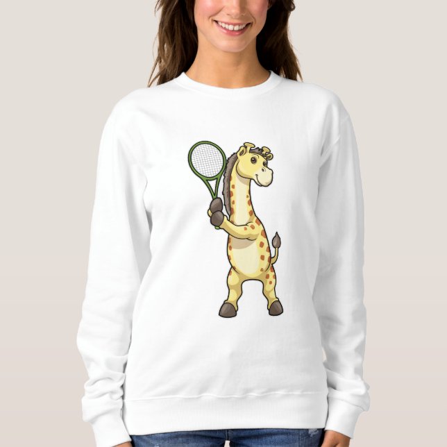 Giraffe in Tennis mit Tennisschläger Sweatshirt (Vorderseite)