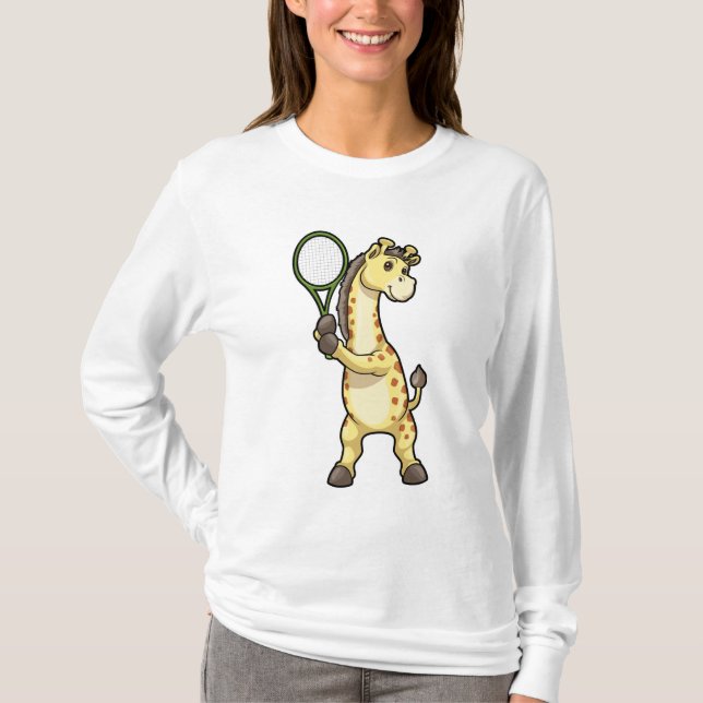 Giraffe in Tennis mit Tennisschläger T-Shirt (Vorderseite)