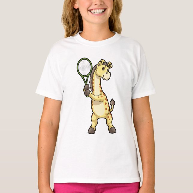 Giraffe in Tennis mit Tennisschläger T-Shirt (Vorderseite)