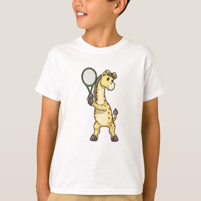 Giraffe in Tennis mit Tennisschläger T-Shirt (Vorderseite)