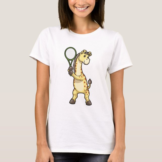 Giraffe in Tennis mit Tennisschläger T-Shirt (Vorderseite)