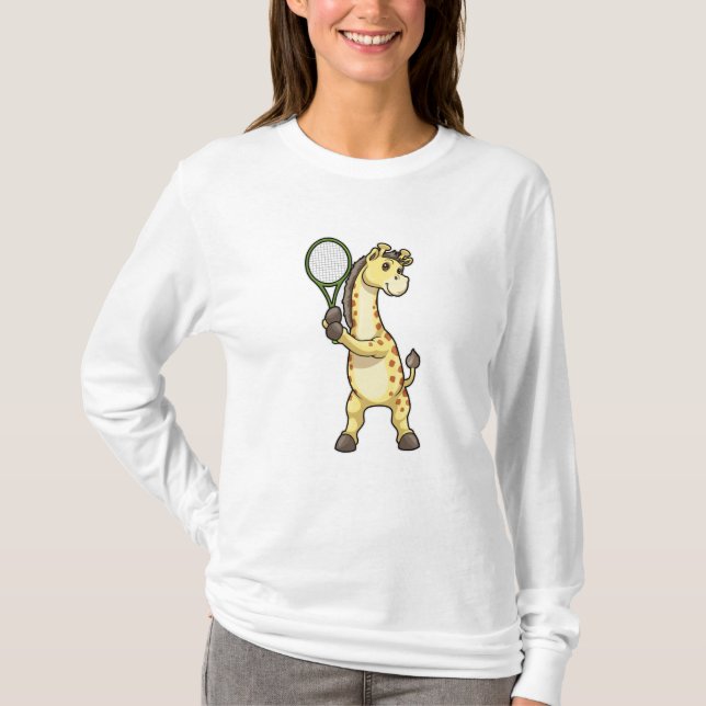 Giraffe in Tennis mit Tennisschläger T-Shirt (Vorderseite)