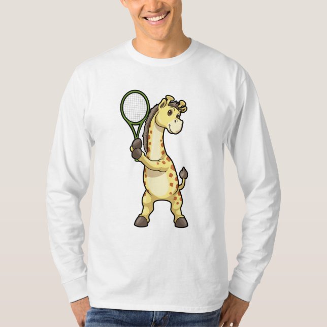 Giraffe in Tennis mit Tennisschläger T-Shirt (Vorderseite)