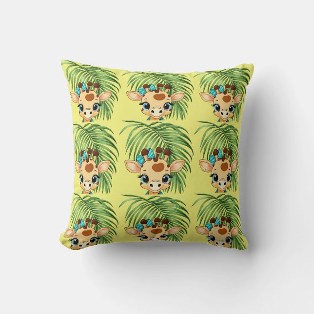 Giraffe in the Savanna Throw Pillow Kissen (Vorderseite)