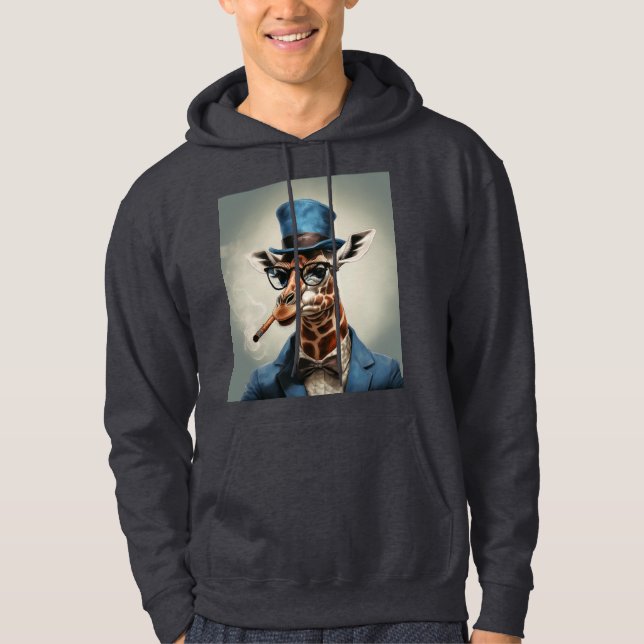 Giraffe in Tophut mit Zigarre Hoodie (Vorderseite)