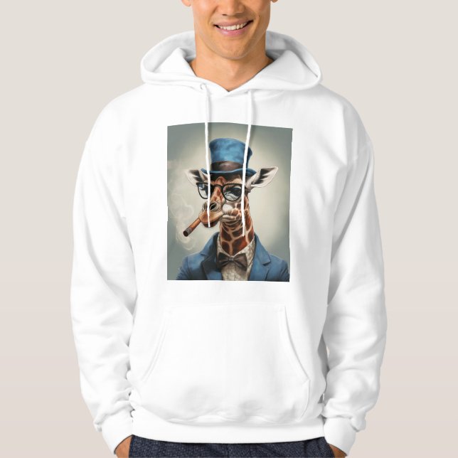 Giraffe in Tophut mit Zigarre Hoodie (Vorderseite)