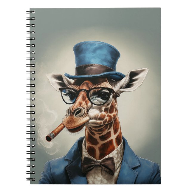 Giraffe in Tophut und Jacke Notizblock (Vorderseite)