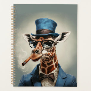 Giraffe in Tophut und Jacke Planer