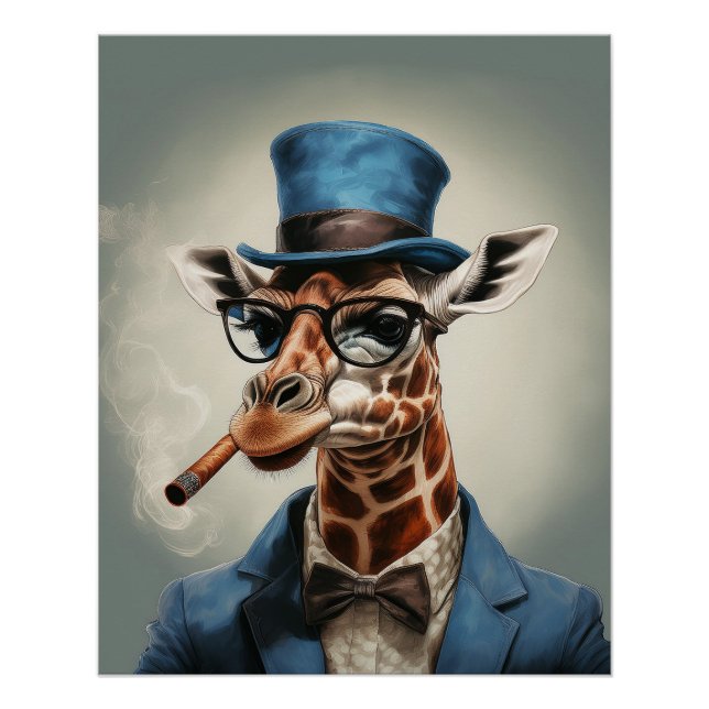 Giraffe in Tophut und Jacke Poster (Vorderseite)