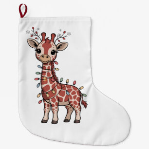 Giraffe in Weihnachtslichter gewickelt Tierliebhab Großer Weihnachtsstrumpf