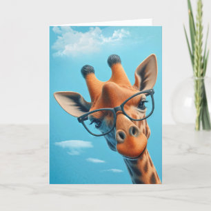 Giraffe in Wolken mit Brille Karte
