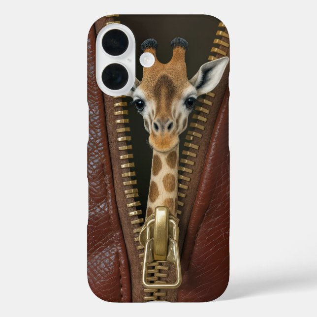 Giraffe in Zipper auf Leder Case-Mate iPhone Hülle (Rückseite)