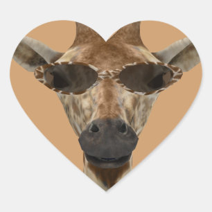 Giraffe inkognito Herz-Aufkleber