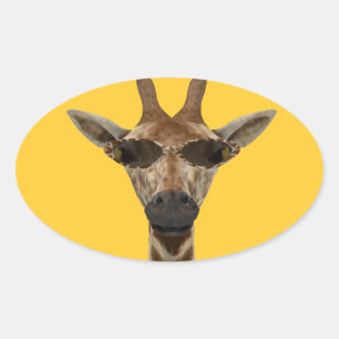 Giraffe inkognito ovaler aufkleber