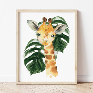 Giraffe, Jungle Animals, Safari Animals, Palm Leaf Fotodruck