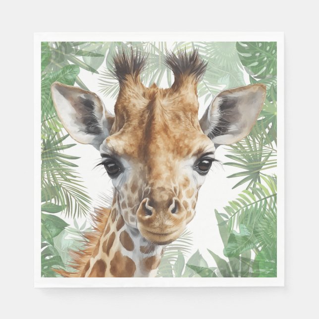 Giraffe Jungle Background Serviette (Vorderseite)