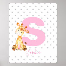 Giraffe Jungle Personalisiert Name Girl Baby Kinde