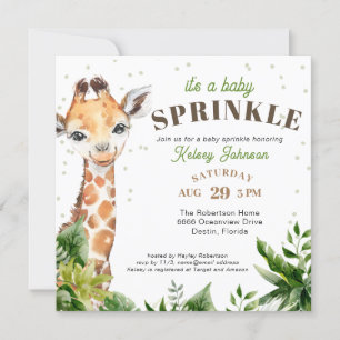 Giraffe Jungle Safari Duwer Baby Sprinkle Einladung