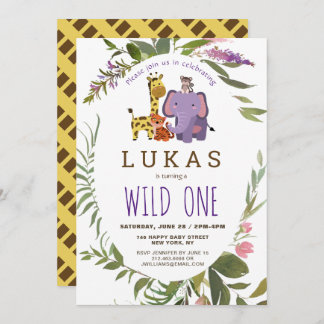 Giraffe Jungle Safari Tier 1. Geburtstag Einladung
