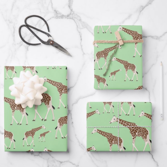 Giraffe Jungle Safari Tier Geschenkpapier Set (Vorderseite)