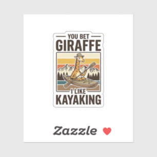 Giraffe-Kajakfahren Vintage Lustiges T-Shirt Desig Aufkleber