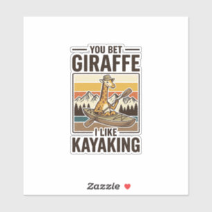 Giraffe-Kajakfahren Vintage Lustiges T-Shirt Desig Aufkleber